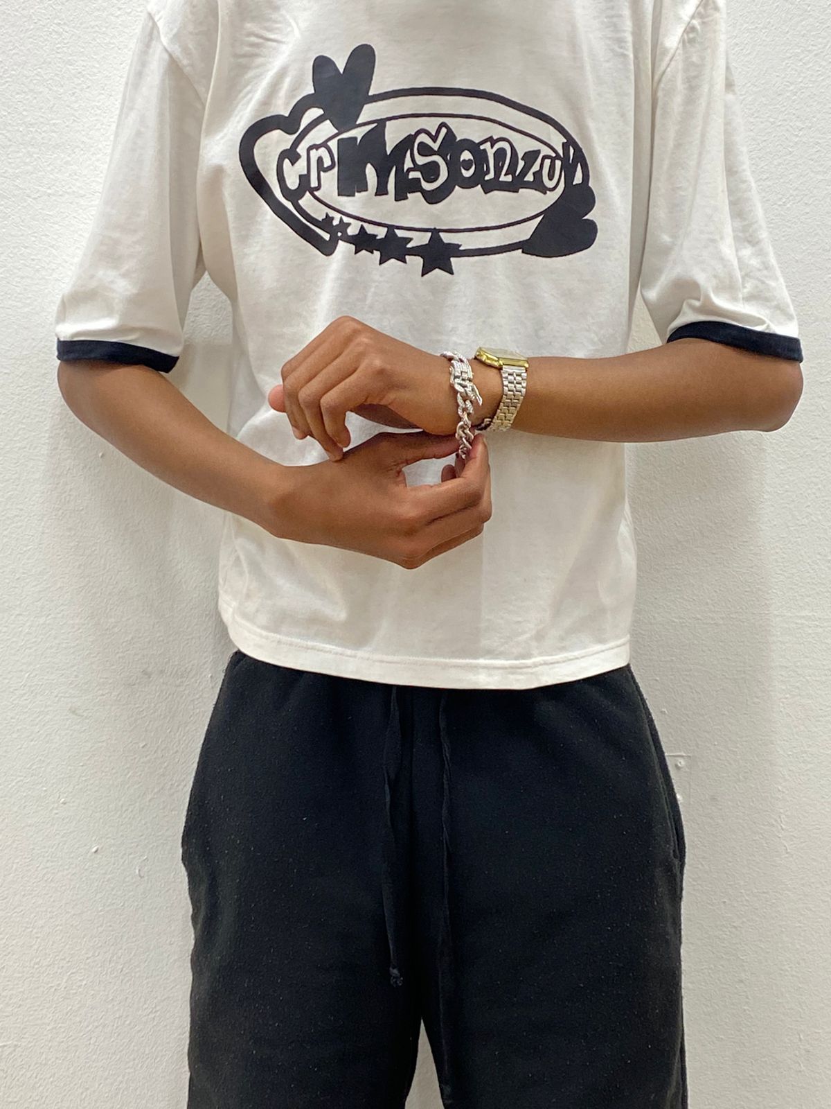 Cropped Ringer t-shirt(white)