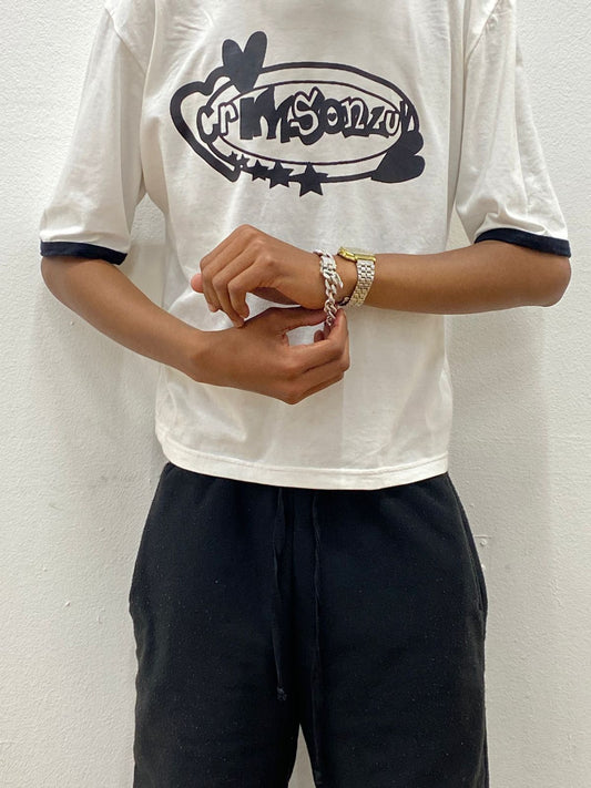 Cropped Ringer t-shirt(white)