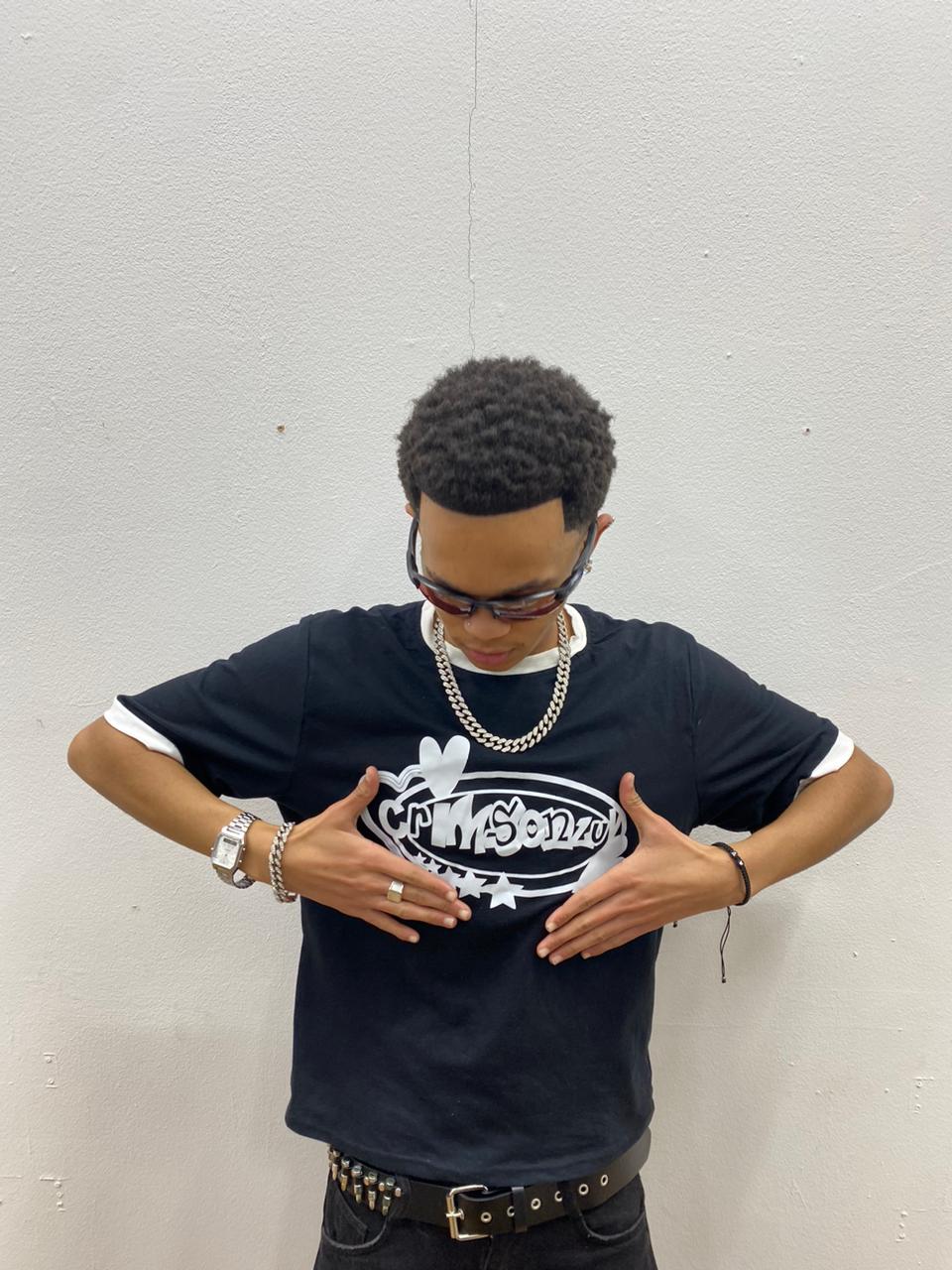 Ringer crop t-shirt (black)